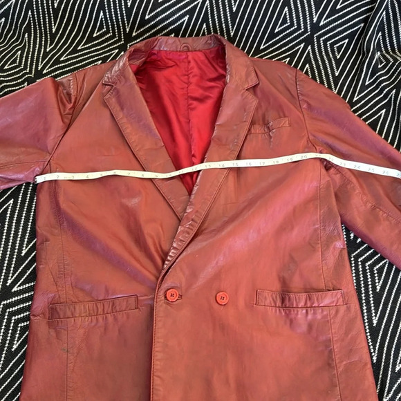Echtes Leder Wine Red Luxurious NAPPA Leather Jacket Size 50 which fits like  XL - Picture 9 of 12